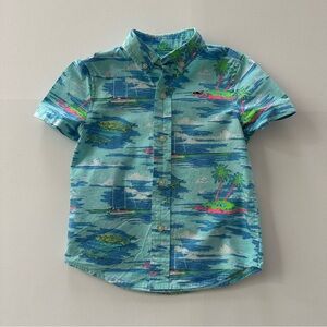 Vineyard Vines 3T Toddler Boy Whale Blue Island Print Shirt Spring Summer